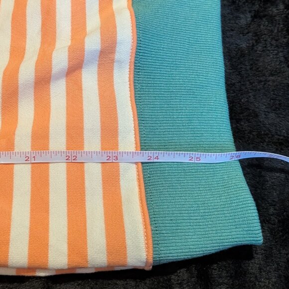 Green White and Orange Striped Sweater L - Picture 7 of 7